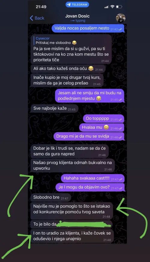 Poruka polaznika Webflow kursa (1)