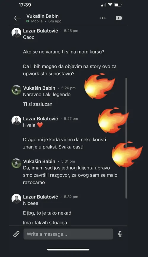Poruka polaznika Webflow kursa (5)