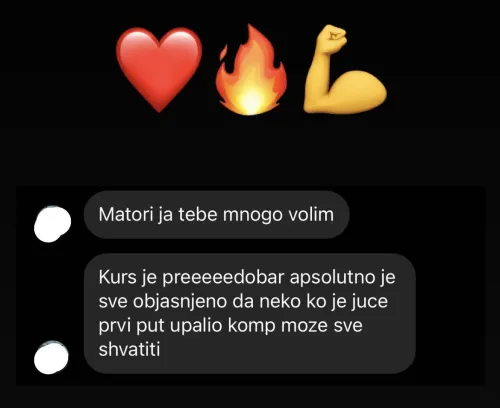 Poruka polaznika Webflow kursa (15)